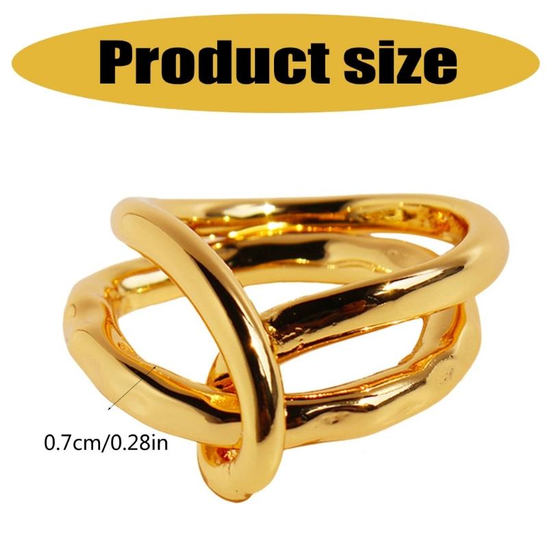 Stylish Double Line Abstract Rings Elegant Rings Unique Jewelry Artistic Rings Brass Texture Suitable for Durability
