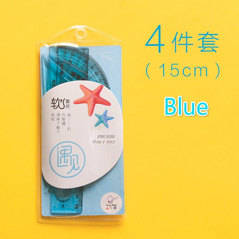 4pcs /set Soft Bendable Straight Ruler 15cm 20cm Protractor Triangular Rule Plastic Child Student Stationery Supplies