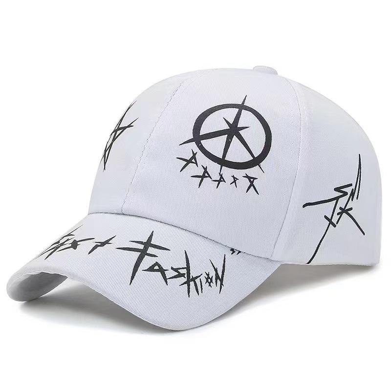 Black & White Star Patchwork Duckbill Cap - Korean Street Style Unisex Hip-Hop Sun Hat