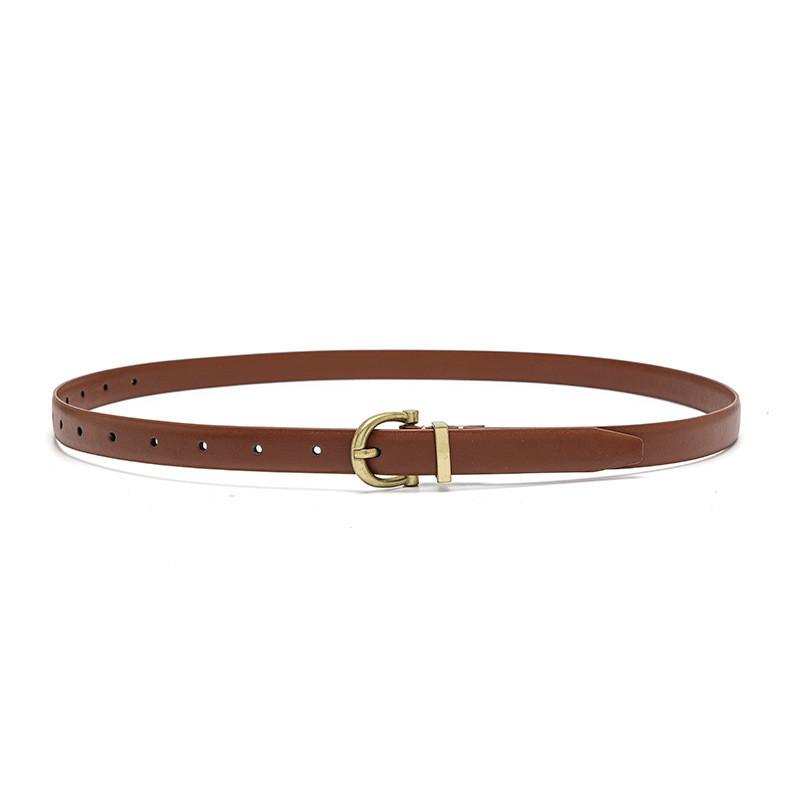 Business Trendy Womens Casual Thin Belt With Stylish Gold Buckle For Fashion Everyday