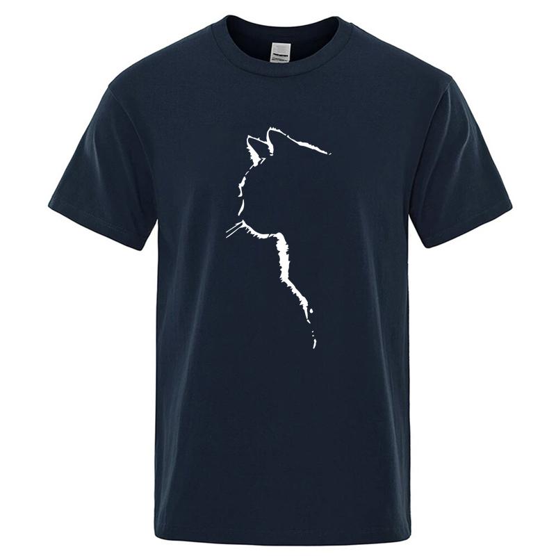Sommer Baumwoll-T-Shirts für Herren Lustig Bedruckt Coole Katze Tier T-Shirts Übergroß Locker Kurzarm T-shirt Männlich Hip Hop Streetwear