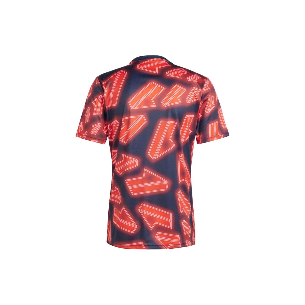 Adidas Sport Performance Juventus Geometric Pattern Printed Pre-Match Short Sleeve Football Shirt Men Tops Red IW0462