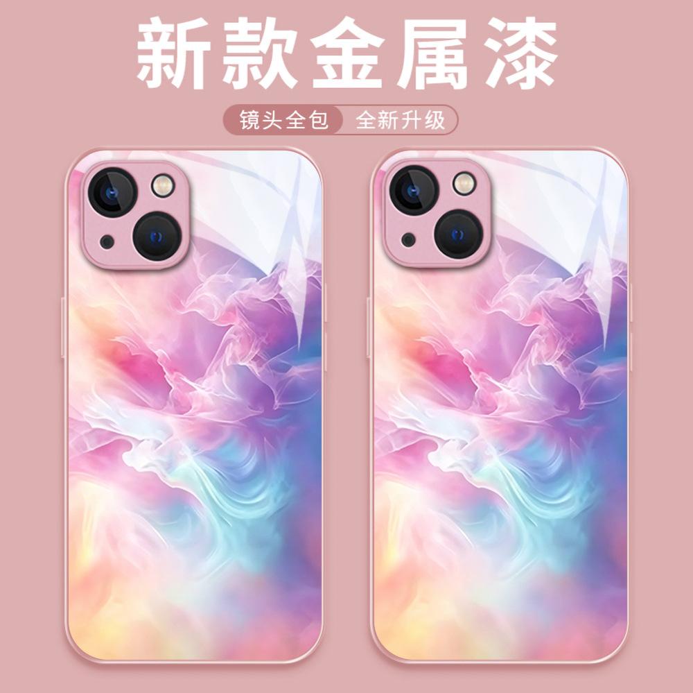 Creative advanced sense niche dream smudge gradual change glass phone case iPhone17 women's protective case Apple 11