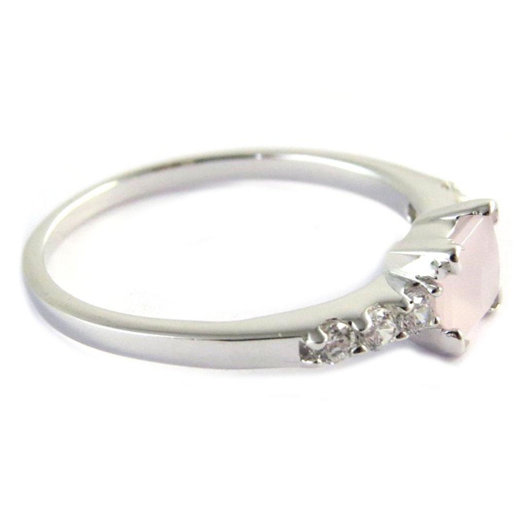 Sølvring 'Sissi' rosa hvit (rhodiumbelagt)