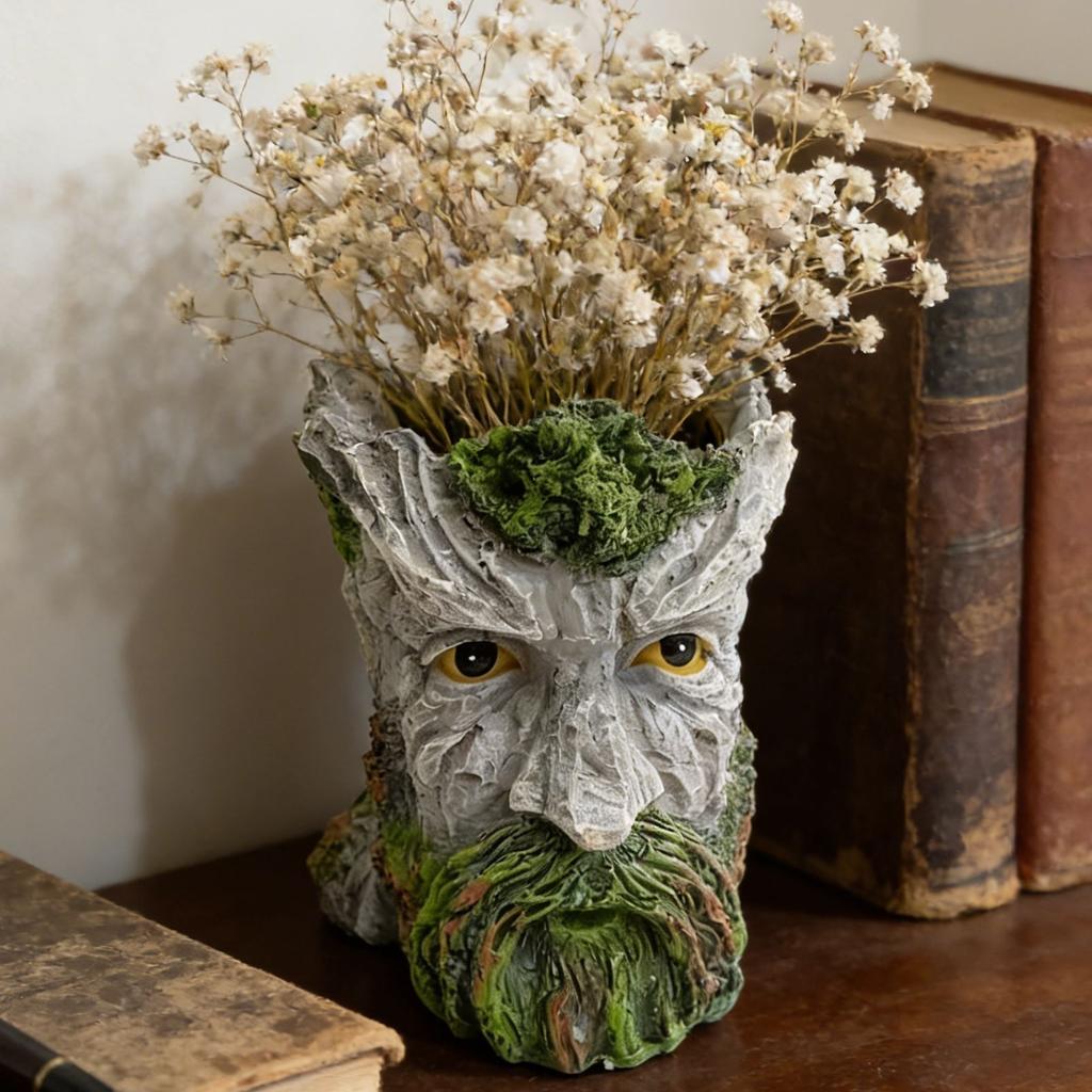 Outdoor Resin Animal Lion Heads Flower Pot Statue Ornament Balcony Garden Lawn Figurines Crafts Courtyard Accessories Decoration
