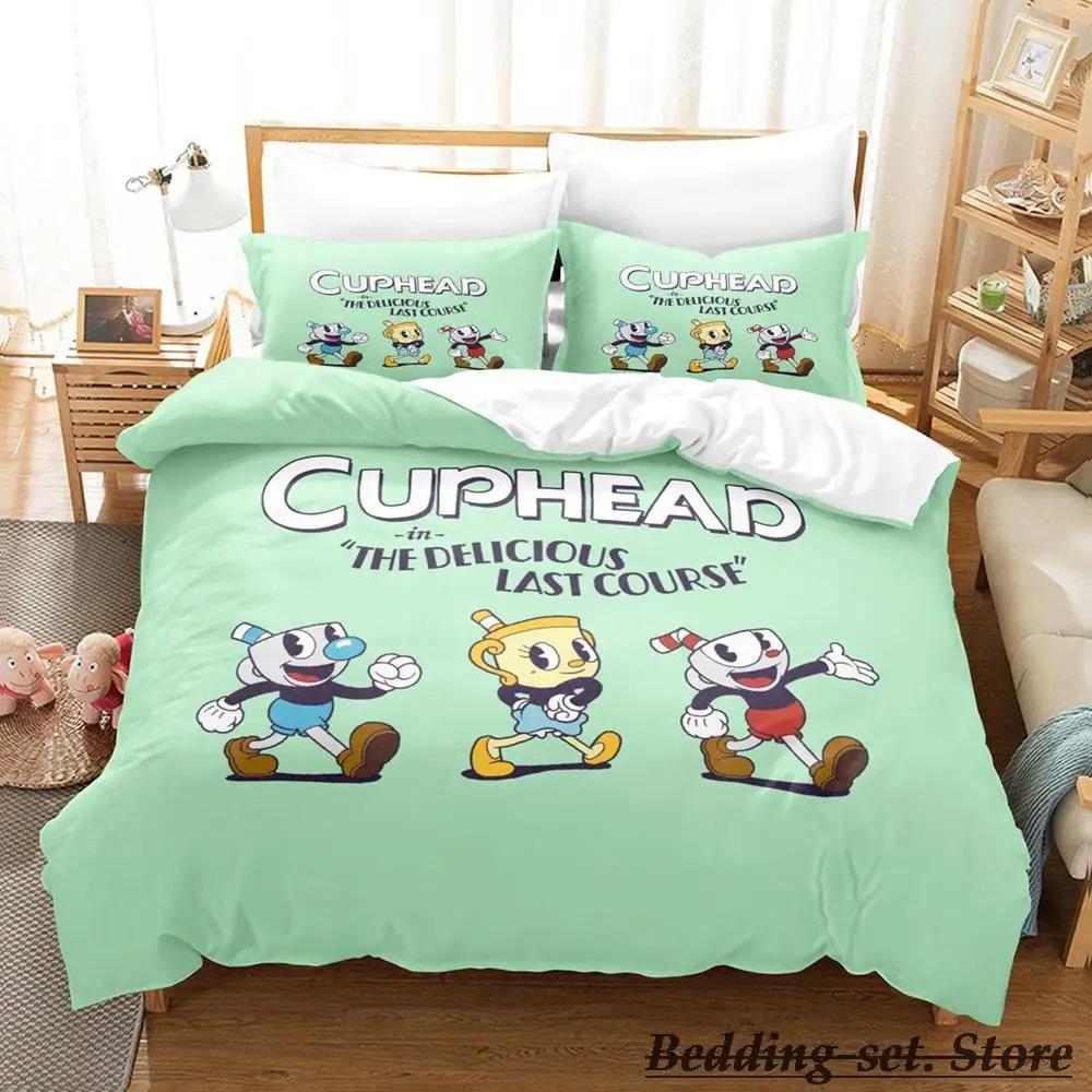Kawaii Cuphead Mugman Beddengoed Set Eenpersoons Twin Volledig Queen King Size Bedset Volwassene Kind Slaapkamer Dekbedovertrek Sets Anime Spel Bed