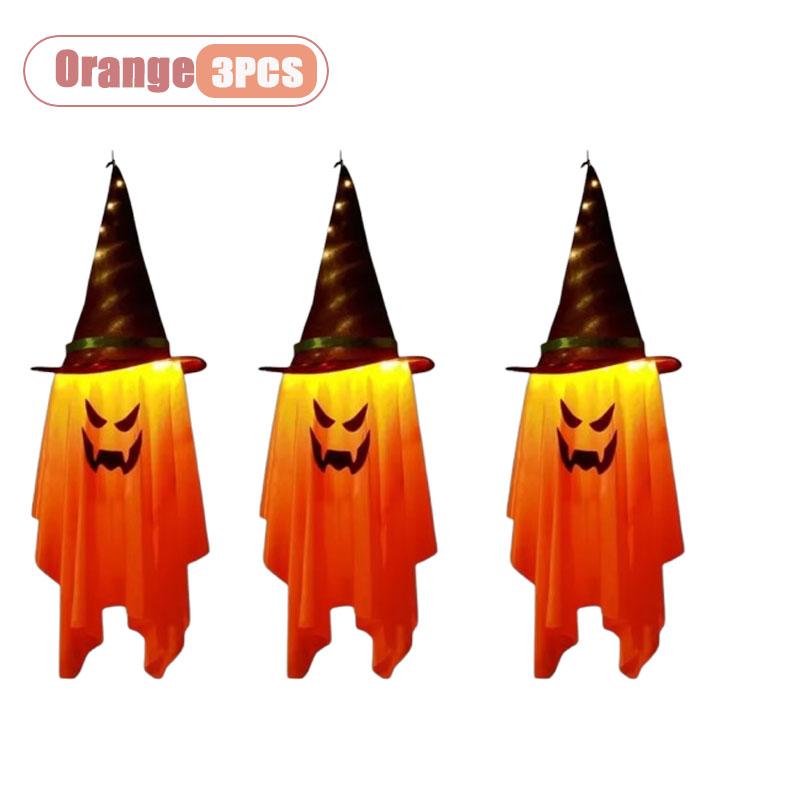 1-5PCS Glowing Pumpkin Wizard Hanging Decoration for Kids Halloween Costume Prop European Window Display Ghost Festival Light