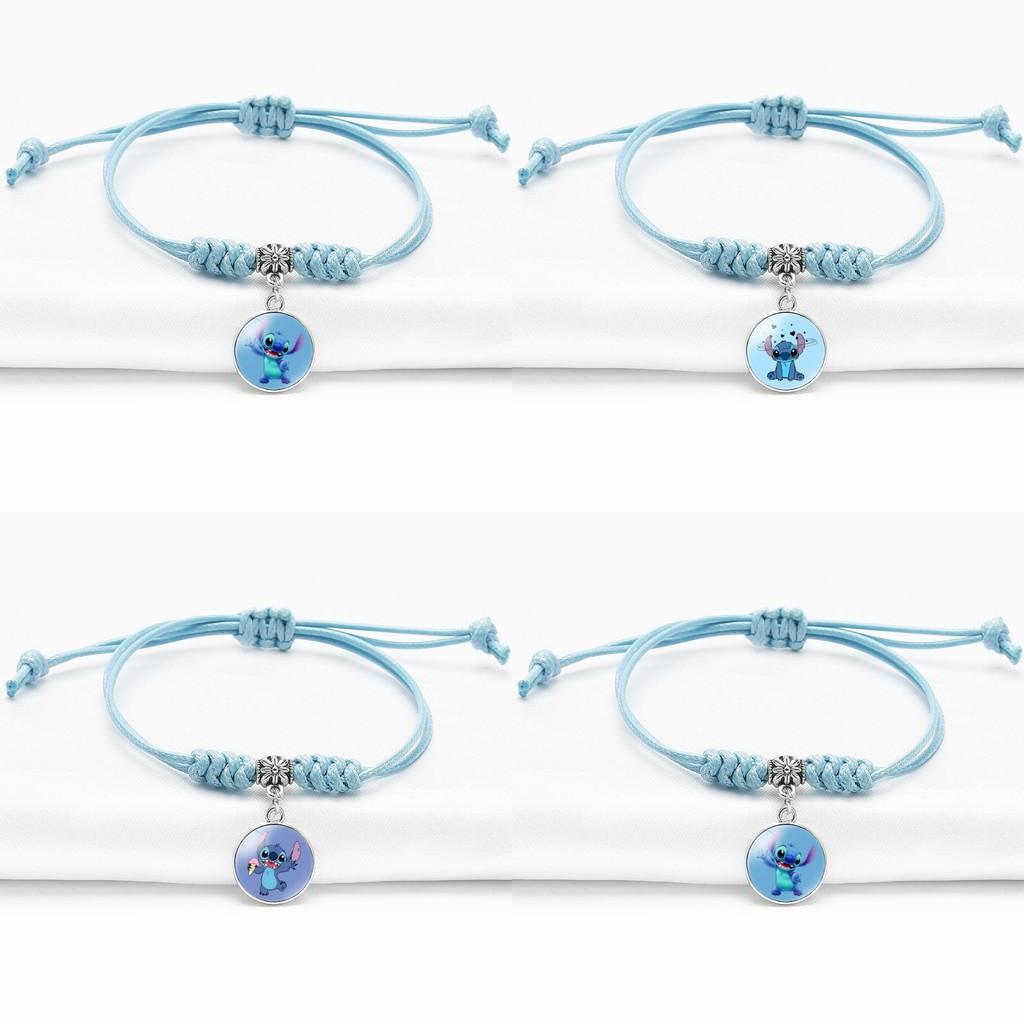 Stylish Anime Stitch Bracelet With Adjustable Blue Cord For Unisex Use