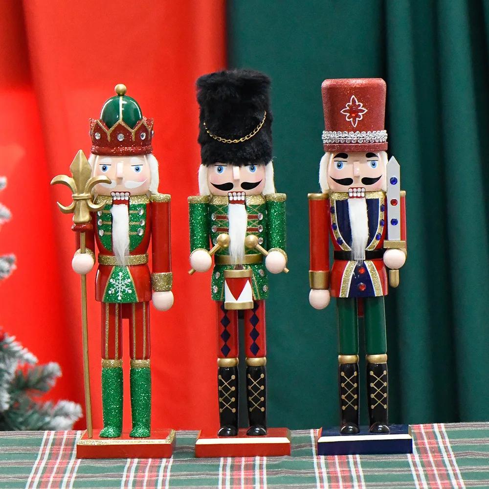 30cm Handcrafted Wooden Nutcracker, Festive Puppet Ornaments Collectible Figures, Ideal for Holiday Home Decor & Gift Giving
