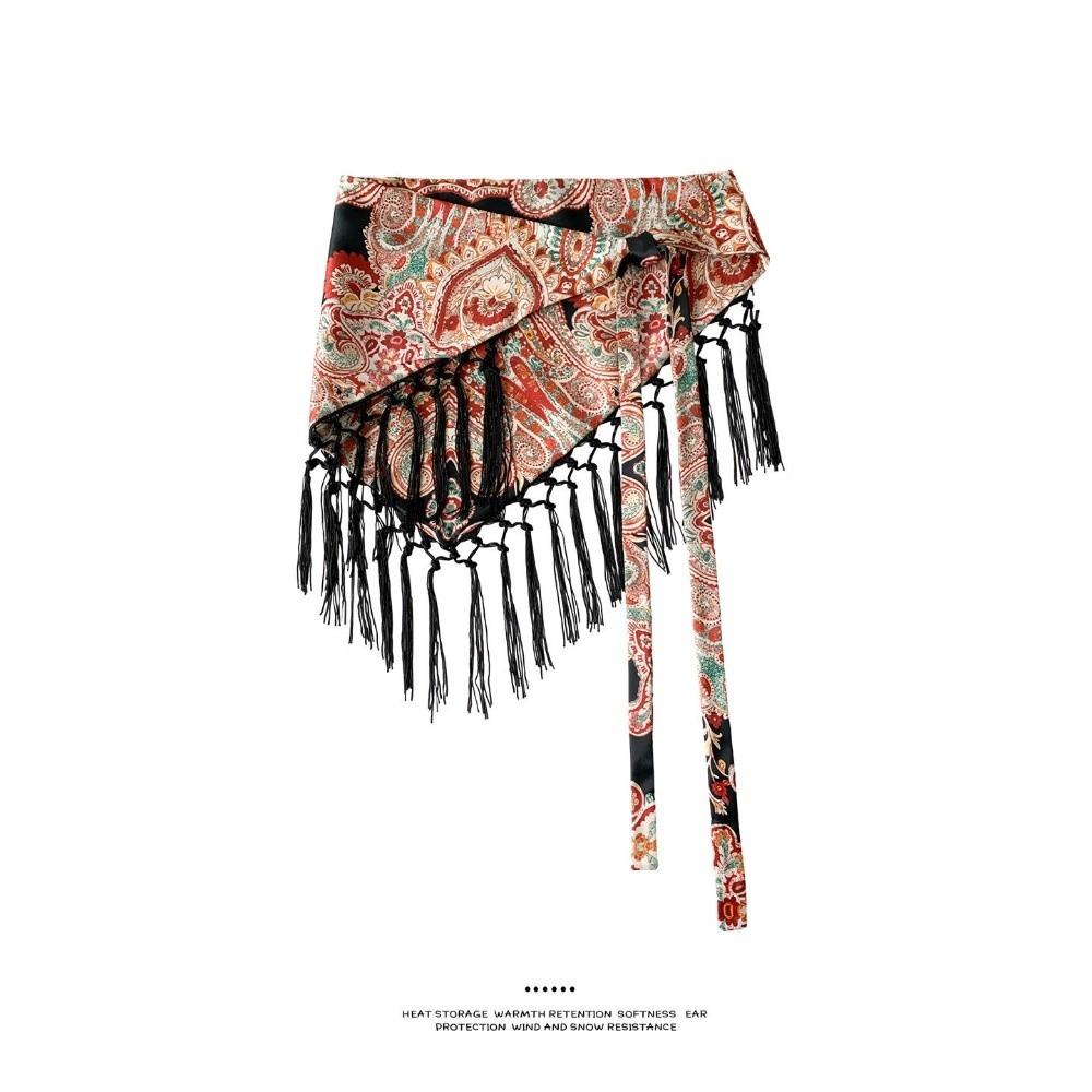 Exquisite Embroidered Waist Scarf Belt Triangular Fringe Hip Scarf Waistband Tassel  Spring Summer 3