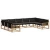 Outdoor Sofa Set with Cushions 9 Pcs White and Black