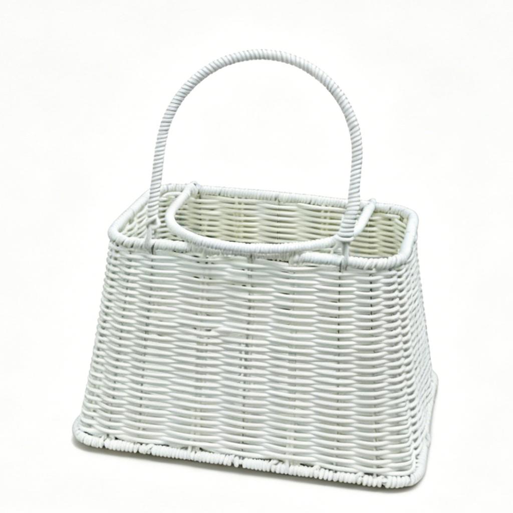 Woven Rattan Tote Basket with Handle for Grocery Shopping Picnic Gift Baskets Kitchen Bathroom Organizing Home Storage and Decor