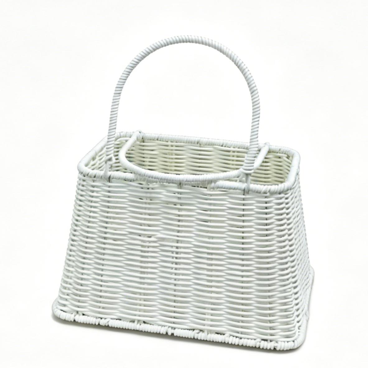 

Woven Rattan Tote Basket with Handle for Grocery Shopping Picnic Gift Baskets Kitchen Bathroom Organizing Home Storage and Decor M білий