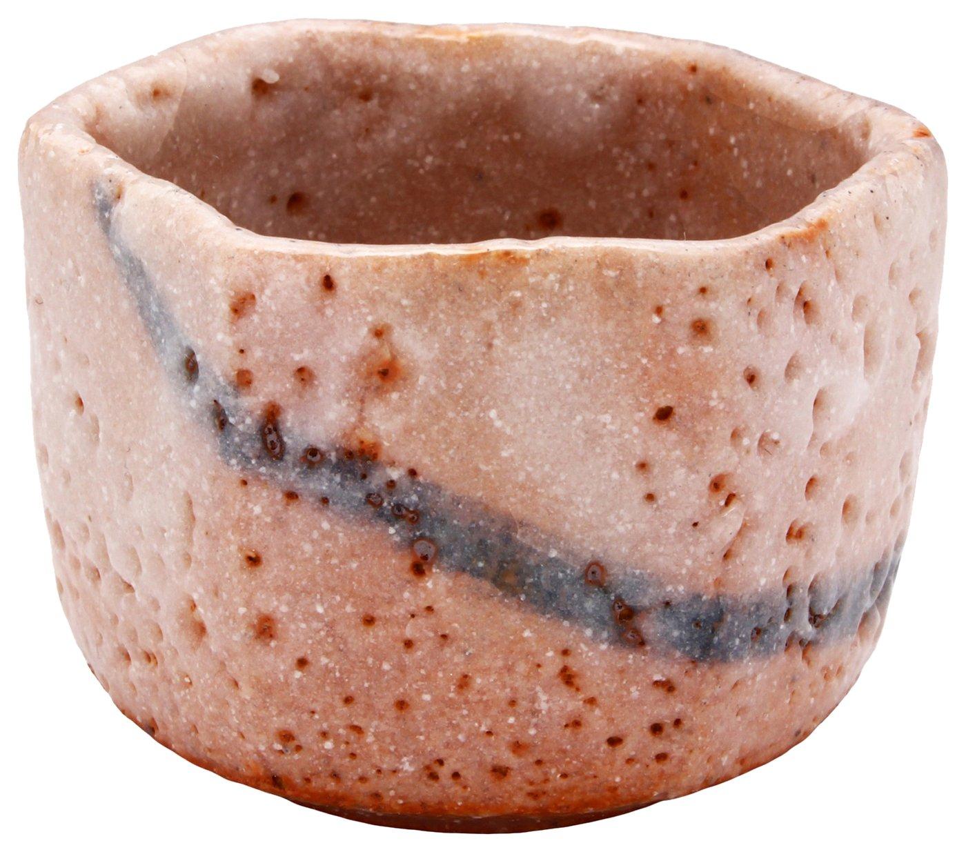 Mino Ryoji hexagonal sake approximately 40ml Beni Shino ceramic wooden Made in ware, Hayashi, cup/sake glass, capacity, glaze, (in box), Japan,