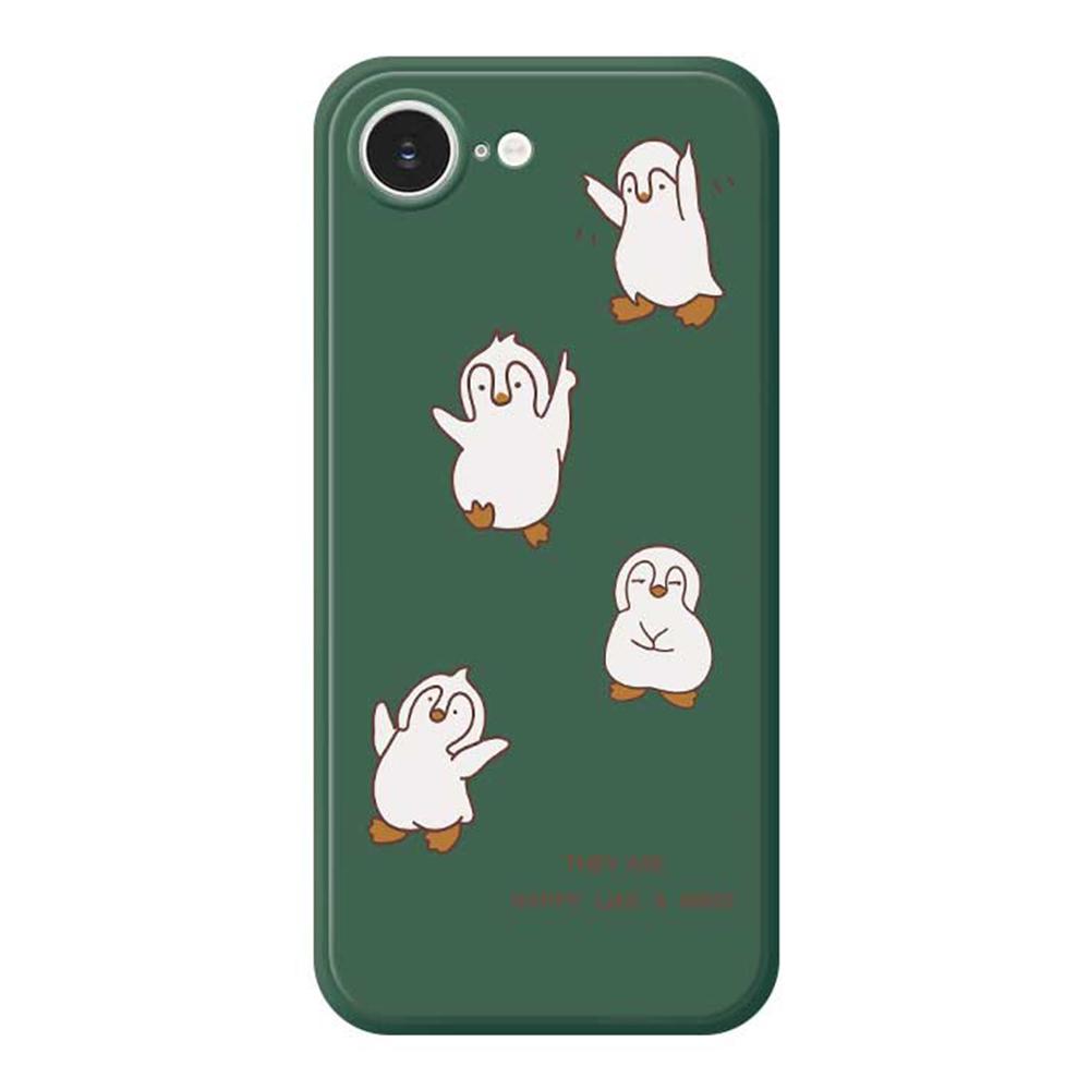 For iPhone 16e Case Happy Penguin Pattern Printing Straight Edge TPU Phone Back Cover