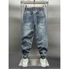 Blue Denim Jeans Loose Harem Pants Elastic Waist Cuffs Casual Spring Autumn Luxury Clothing Men Korean Men's Fashion