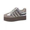 Platform shoes women's spring and summer round head versatile casual shoes niche retro silver sports shoes
