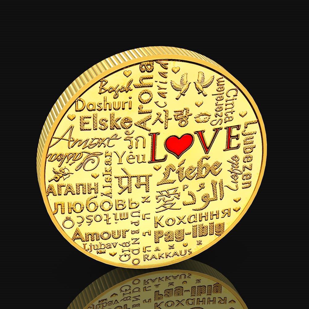 Valentine's Day gift, 520, love rose commemorative coin, coin, 52 languages, Qixi, gift for girlfriend, confession gift, hand gift