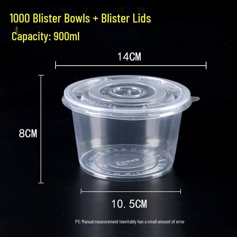900ml Disposable Plastic Takeaway Bowls with Lids