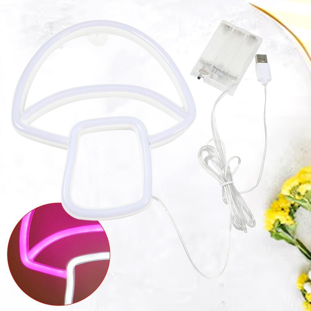 LED Mushroom Neon Sign Cute Night Light Wall Art for Bar Game Room Backdrop