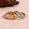 European & American 18K Gold-Plated Retro Wave Ring – Women's Stainless Steel Hand Jewelry