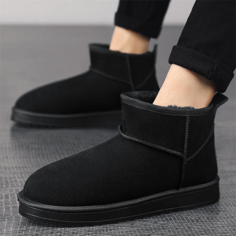 Klassische gelbe Schneestiefel Herren Winter Kurze Plüsch Stiefeletten für Männer Frauen Wildlederstiefel Outdoor Rutschfeste Plateau Fuzzy Schuhe Herren