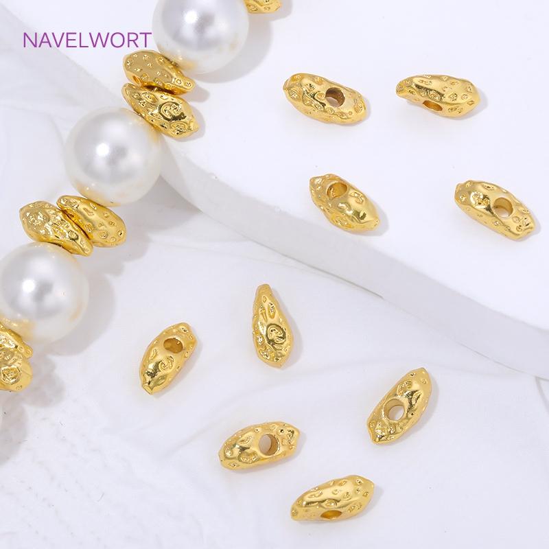 18K Gold Plated Irregular Spacer Beads For Bracelet Making Finding,Separator For Beads,Brass Loose Beads,Supplies For Jewelry