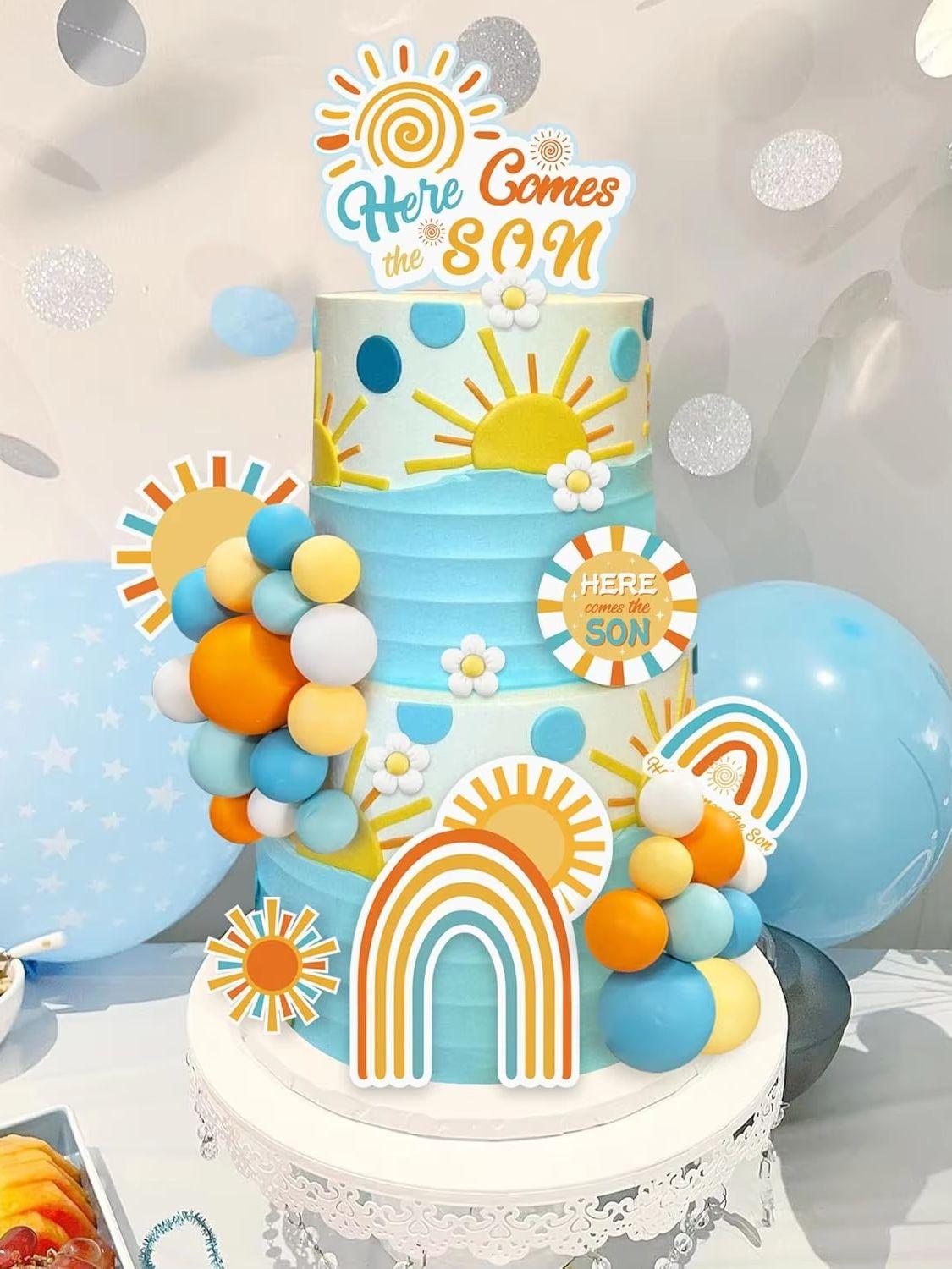 

Here Comes the Sun Cake Picks Colorful Ball Shaped Cake Topper Pearl Balls Cupcake Cake Insert Topper for Birthday Party Wedding