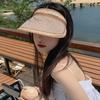 Empty Straw Hat Women's Summer Seaside Headband Type Roofless Sun Hat UV Protection Sunshade Sunscreen Hat Shows Small Face