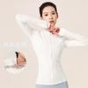 Womens Slim Fit Long Sleeve Running Jacket Breathable Gym Top With Stand Collar Yoga Fitness Workout