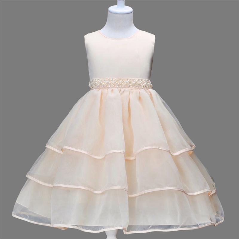 Robe de Mariage de Princesse Fait Main pour Enfants avec Fleurs en Tulle et Ceinture
