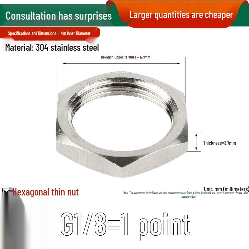 304 Stainless Steel Thin Hex Nut & Lock Washer for Pipe and Faucet.