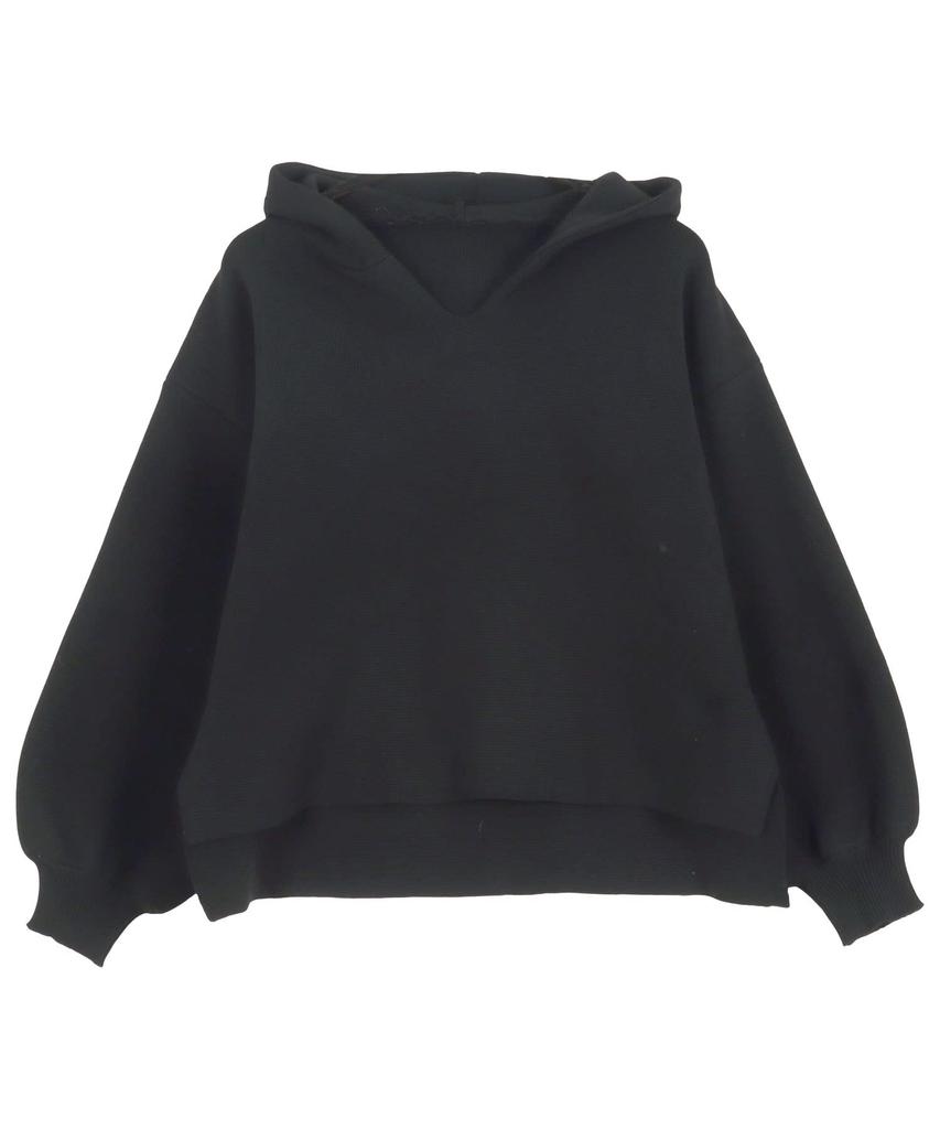 Kobe Lettuce Spondish Hoodie Knit Top Free Size Black [C6287]