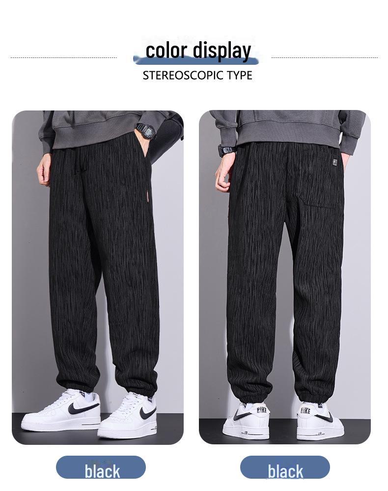 Trendy Boao Men's Striped Velvet Pants: Warm, Elastic Waist, Perfect for Autumn/Winter
