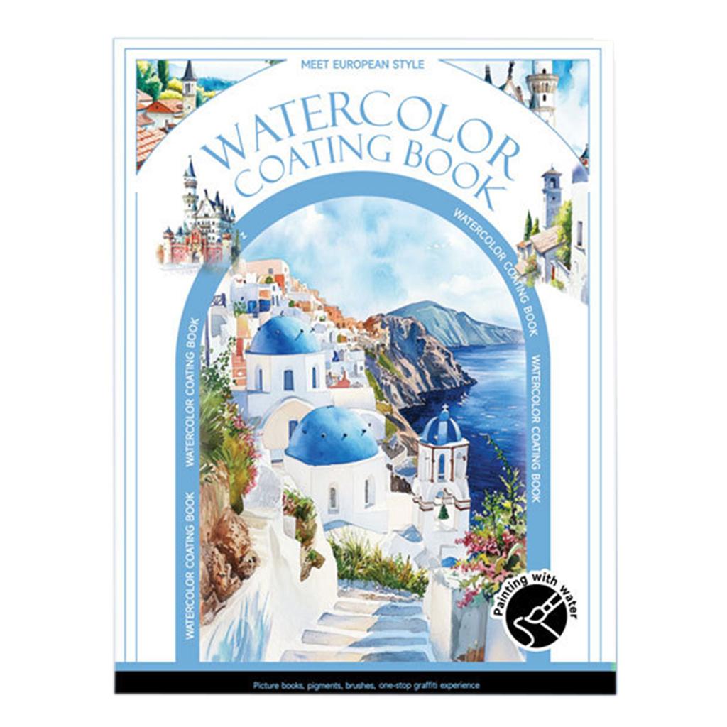 Watercolor Coloring Books Tri-Fold Art Built-In Palettes DIY Watercolor Journal Foldable Painting Pad Self-Contained Pigments