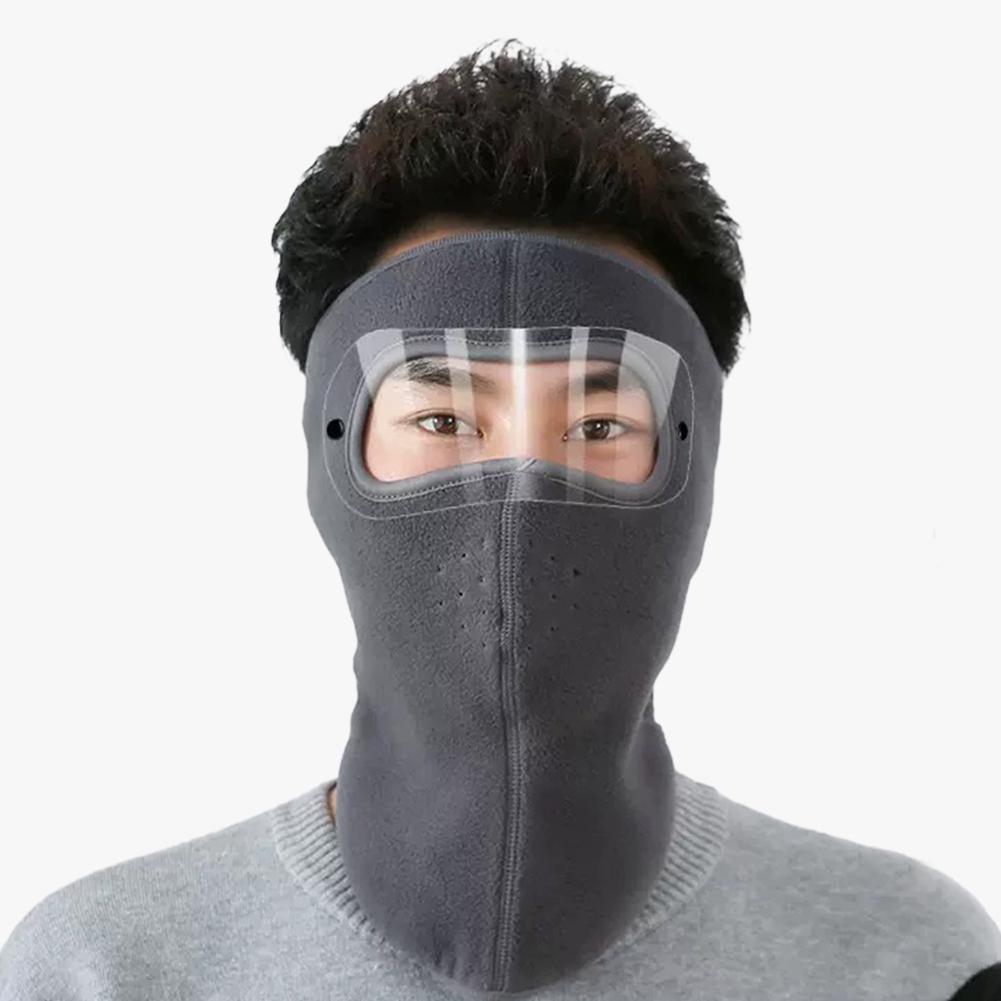 

Winter Warm Velvet Face Mask Anti-Fog Lens Fleece Balaclava Warm Helmet Windproof Ski Face Cover Motorcyclecle Mask сірий колір