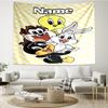 Custom Name Looney Tunes Print Tapestry, Backdrop, Easy Setup, Ideal for Bedroom, Office & Living Room, with Aesthetic Wall Hanging Decor.