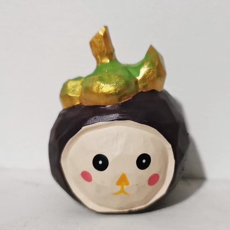 Cute Durian Cat Fashion Ornament Crafts Home Wood Carving Desktop Small Ornament Pumpkin Wooden Statue Ornament Halloween Christmas Gift