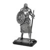 Medieval Knight Figurine, Vintage Resin Statue with Metallic Finish, Handcrafted Armor & Shield Details for Bookshelf, Office Desk Decor, Industrial
