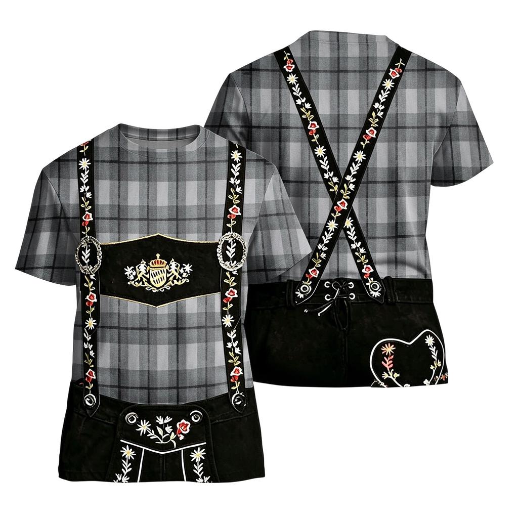 Heren Vintage Patroon Korte Mouw T-shirt met Retro Textuur Print Losse Pasvorm Casual Zomer Dagelijks Topje voor Festivals en Evenementen
