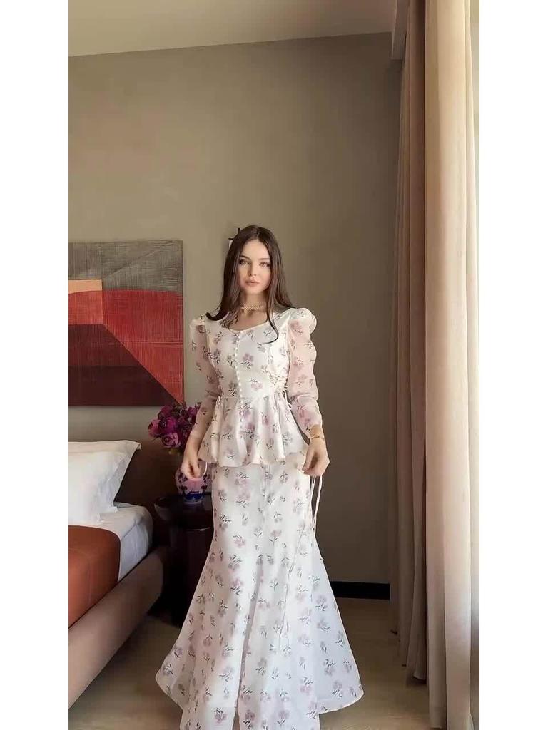 European and American 2025 Retro Long Sleeve Dress - Elegant Spring Court Style