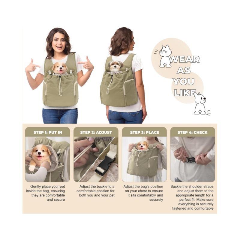 Atmungsaktive Haustier-Reise-Brusttasche mit großer Kapazität für Katzen und kleine Hunde - Tragbar und praktisch