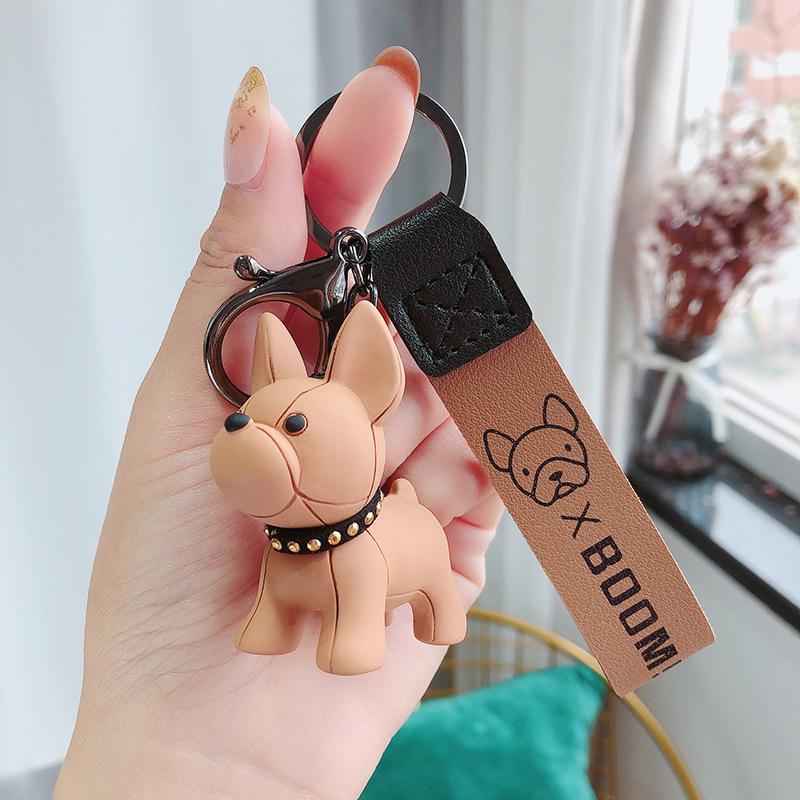 Exquisite Cute French Bulldog Puppy Keychain - Unisex Accessory for Bags