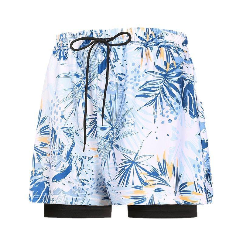 Mens Double-Layer Swim Trunks Quick-Dry Board Shorts Swimming Beach Pool Surfing Water Sports