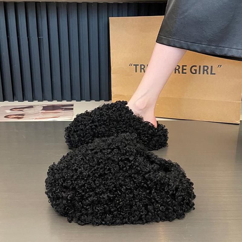 

Мода Зима 2025 Мода Женская обувь Удобные Плюшевый бархат Теплые тапочки Домашние Нескользящие Легкие Мягкая подошва Комнатные тапочки 35 чёрный