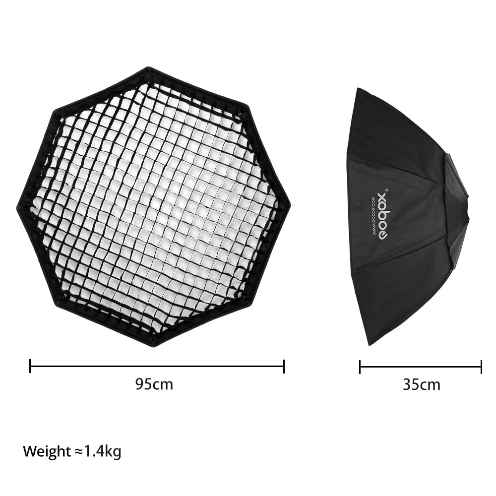 Godox Pro 95 cm Octogon Honeycomb Grid Softbox Studio Softbox cu suport Bowens pentru Studio Strobe Flash Light Grid Softbox 37" (Octogon 95 cm) [Articol]