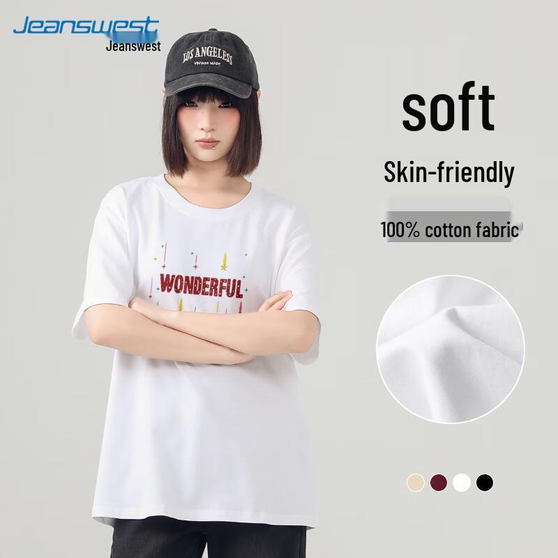

Jeanswest Women s Pure Cotton Loose-Fit Short Sleeve T-Shirt 2XL