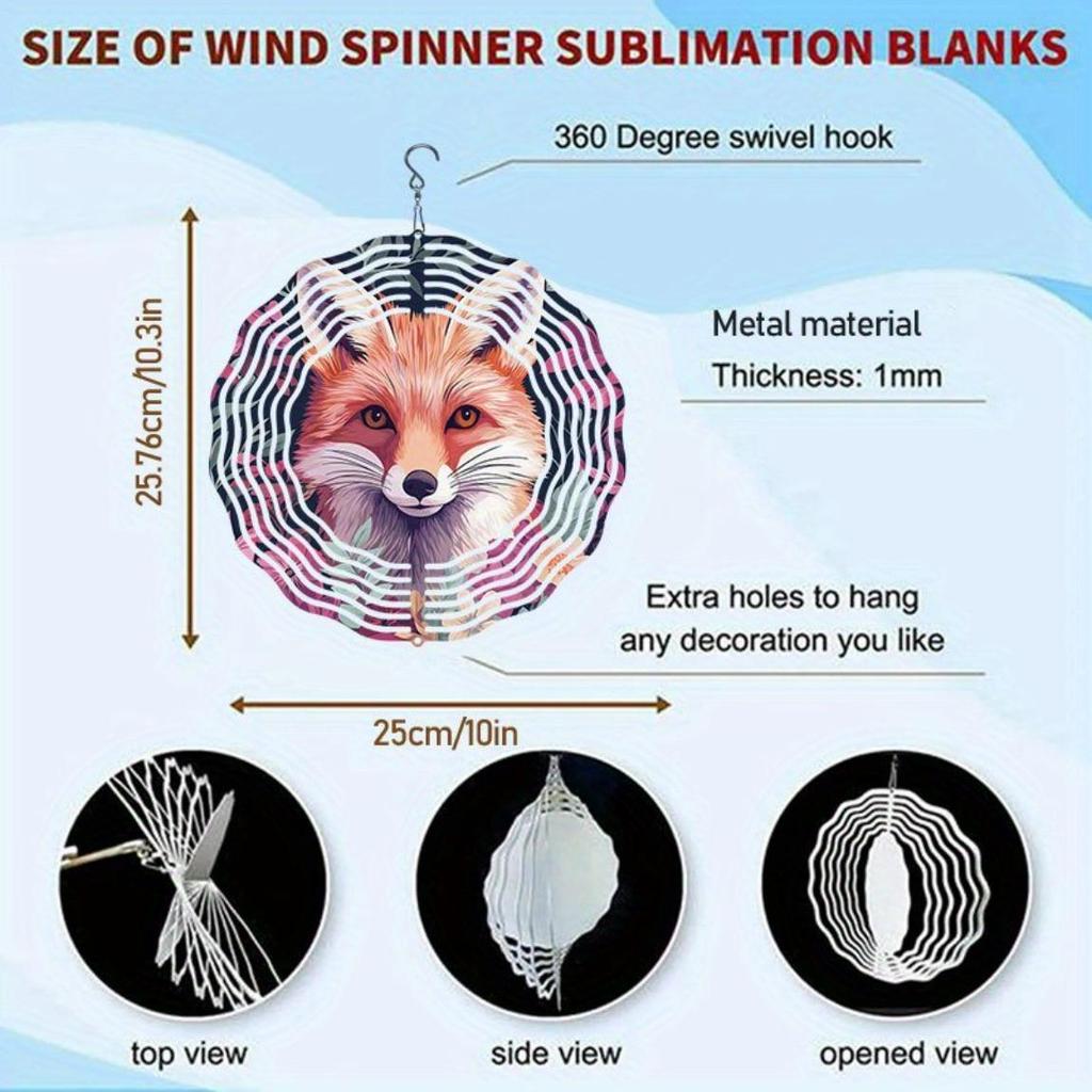 3D Metal Fox Wind Spinner Outdoor Garden Decor Rotating Wind Chime for Yard Patio Balcony Decoration