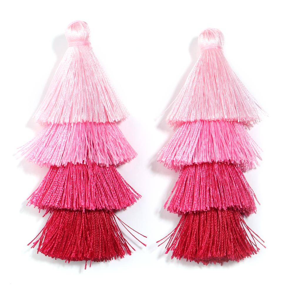 4pcs/lot Gradient Tassel Pendants Four Layers Polyester Tassel Pendants For Jewelry Making DIY Earrings Charms Accessories