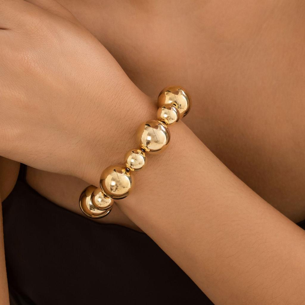 European and American jewelry exaggerated punk contrasting color beaded neck necklace temperament niche geometric ball personality necklace